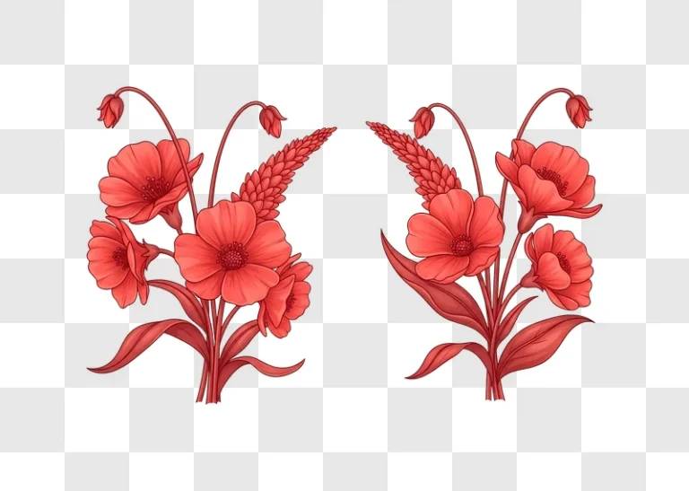 red flowers and wheat illustration