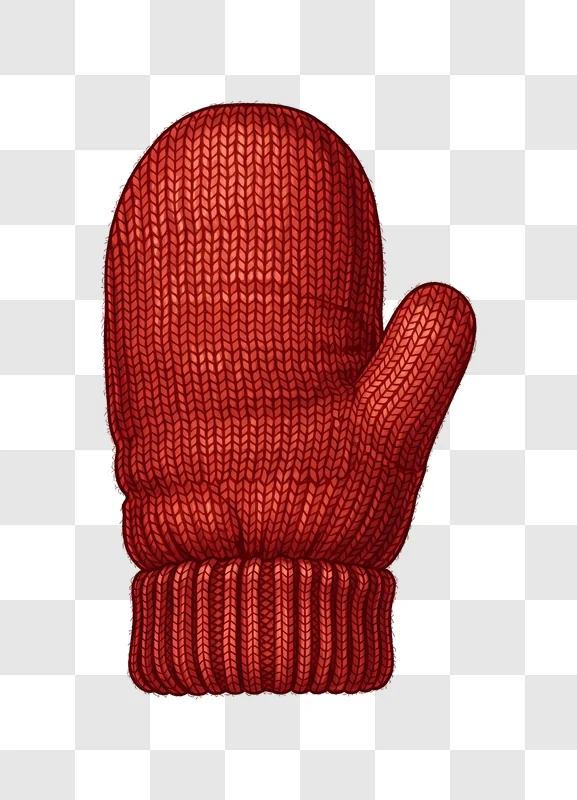 red knitted mitten