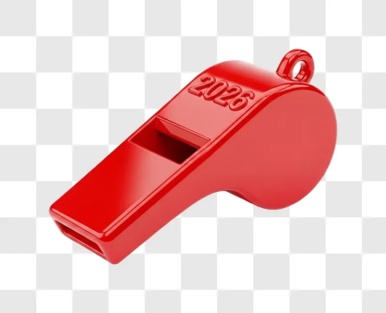 red plastic sports whistle closeup