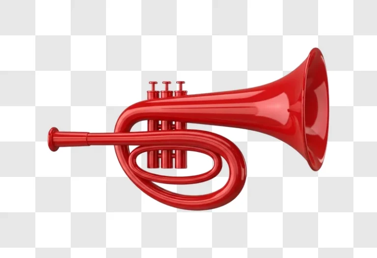 red shiny trumpet musical instrument closeup