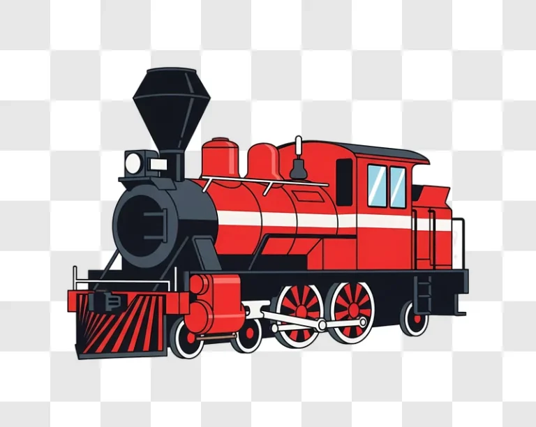 red steam train with white stripe
