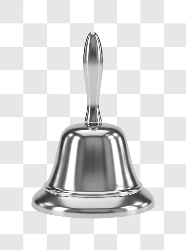 shiny metal bell with handle