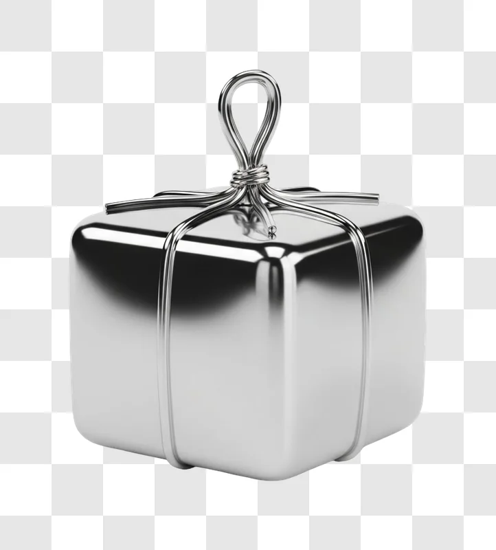 shiny metal gift box with wire