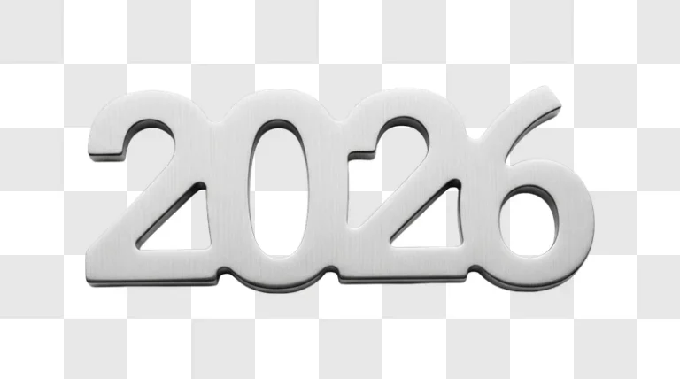 silver 2026 year number sign
