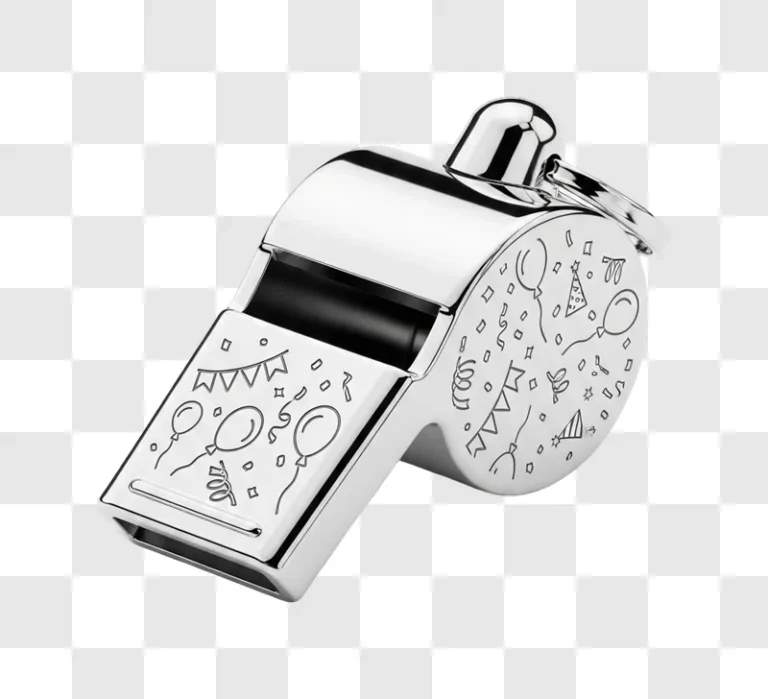 silver party whistle with decorations