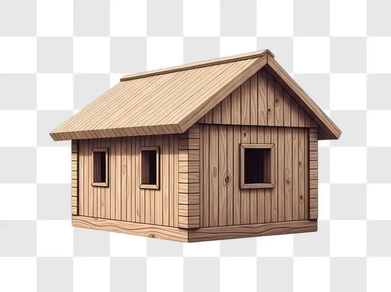 simple wooden cabin with square windows