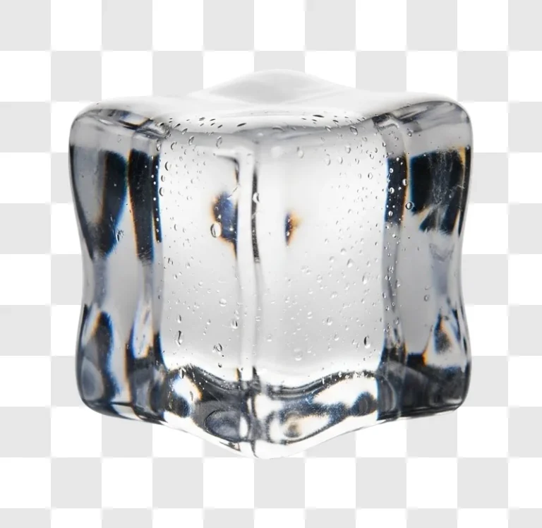 single transparent ice cube melting