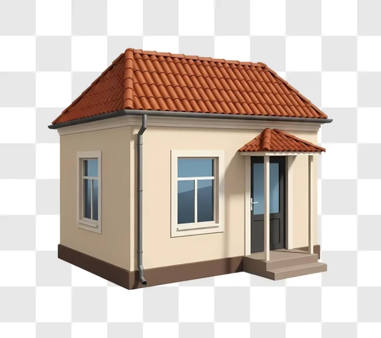 small house with red roof