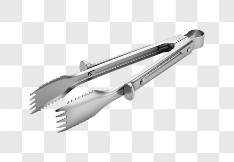 stainless steel barbecue tongs closeup