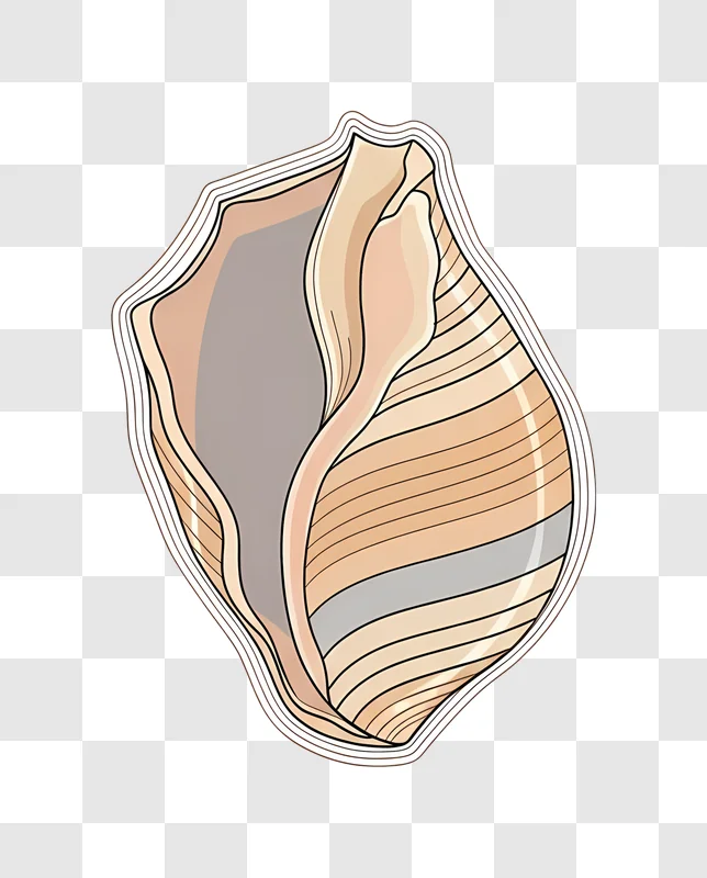 stylized seashell with orange stripes