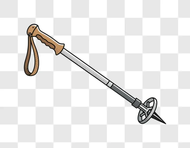 trekking pole on blue and brown