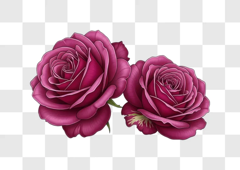 two pink roses on stem