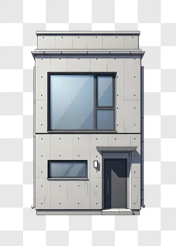 two story modern house facade drawing