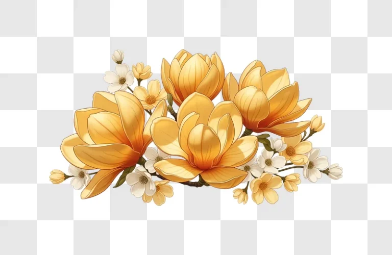 vibrant yellow floral arrangement with delicate white blossoms