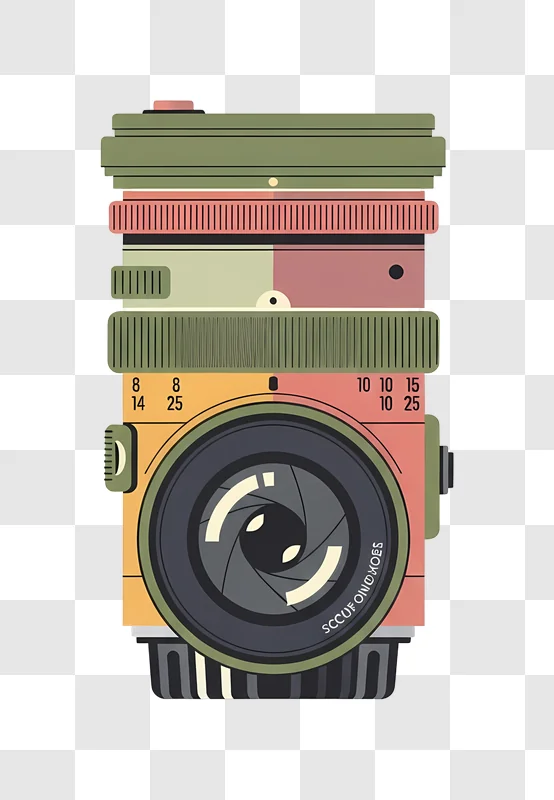vintage camera with colorful geometric design