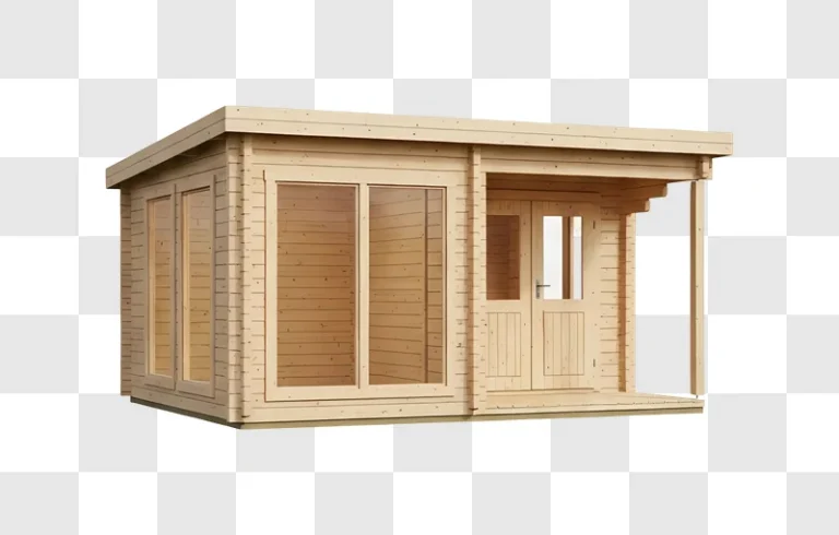 wooden garden shed with porch