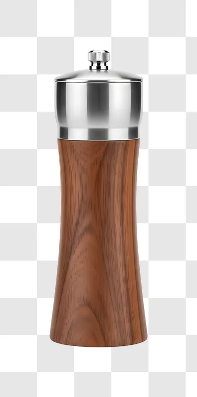 wooden pepper mill with metal top