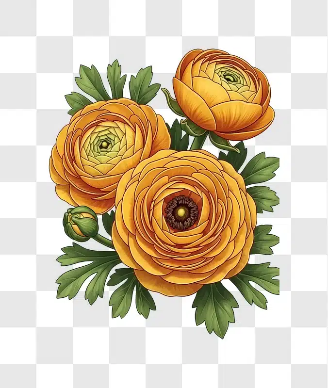 yellow ranunculus flowers in bloom