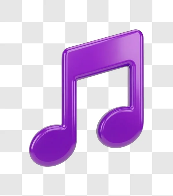 3d glossy purple music note isolated symbol