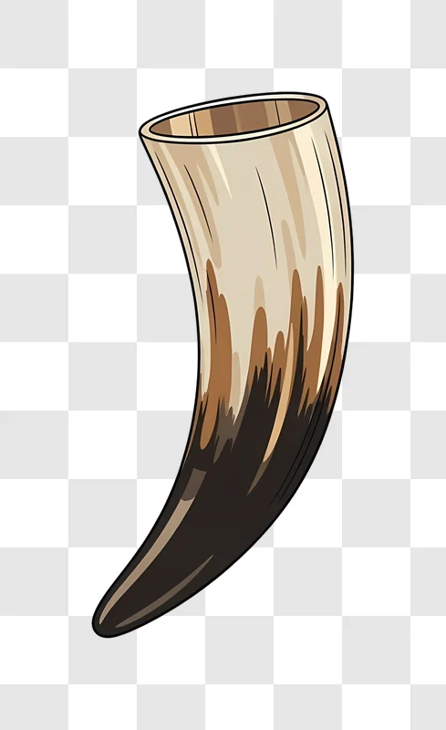 a decorated drinking horn with brown accents