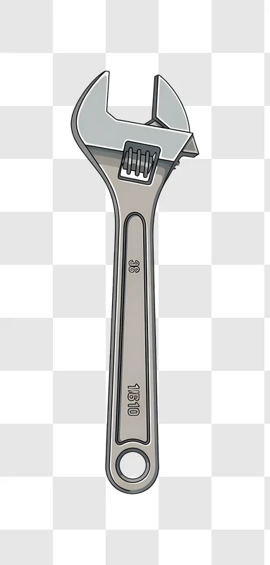 adjustable wrench with size markings on handle