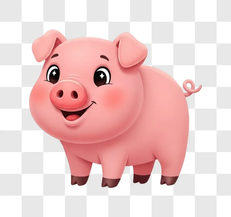 adorable cartoon pig smiling cheerfully