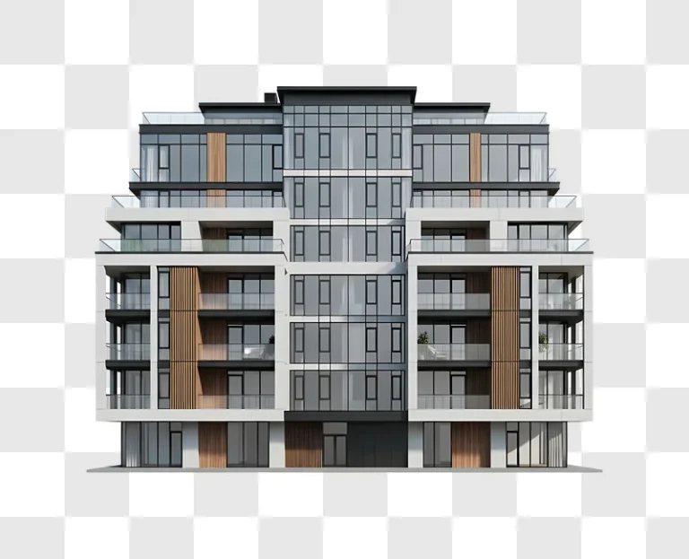 apartment building with glass balconies