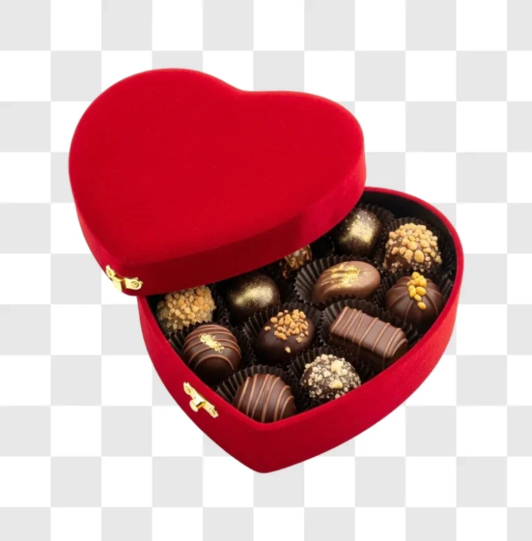 assorted chocolates in heart box
