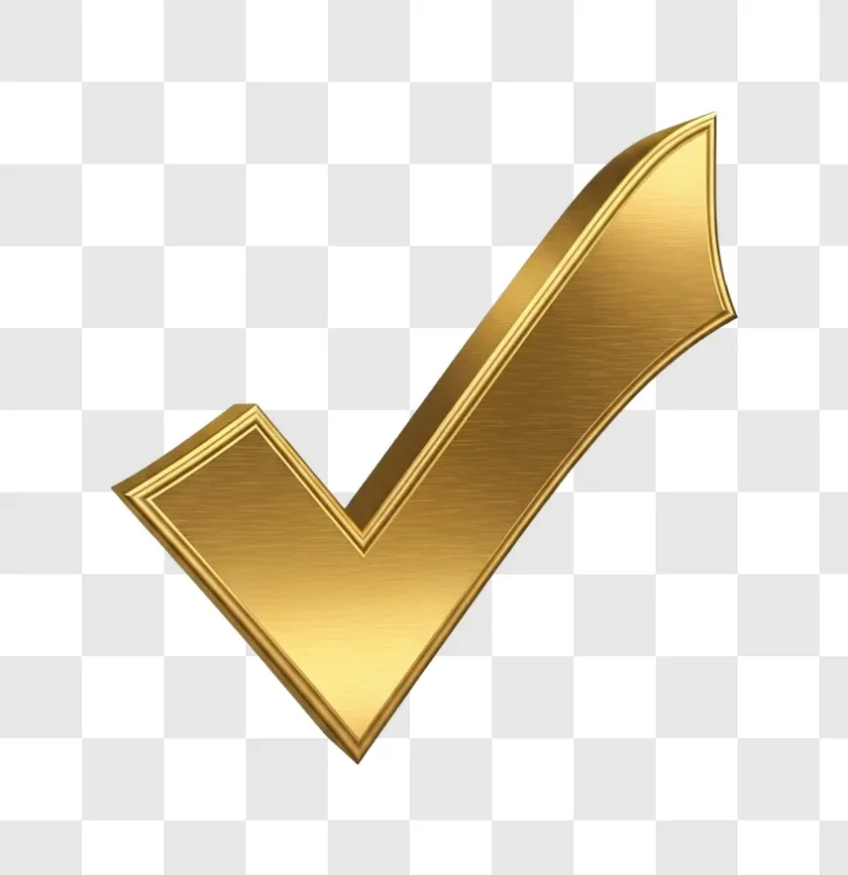 beveled golden brushed metal check mark