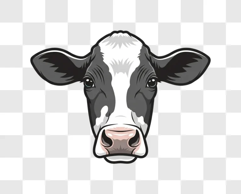 black and white cow head portrait