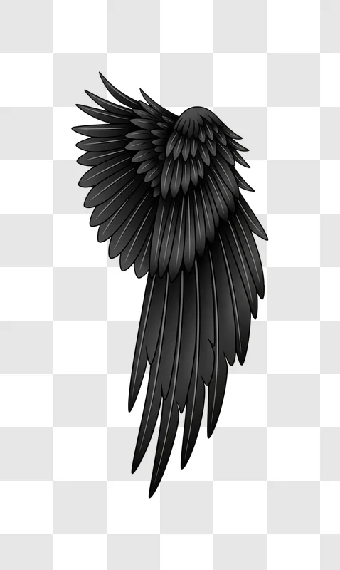 black bird wing isolated closeup