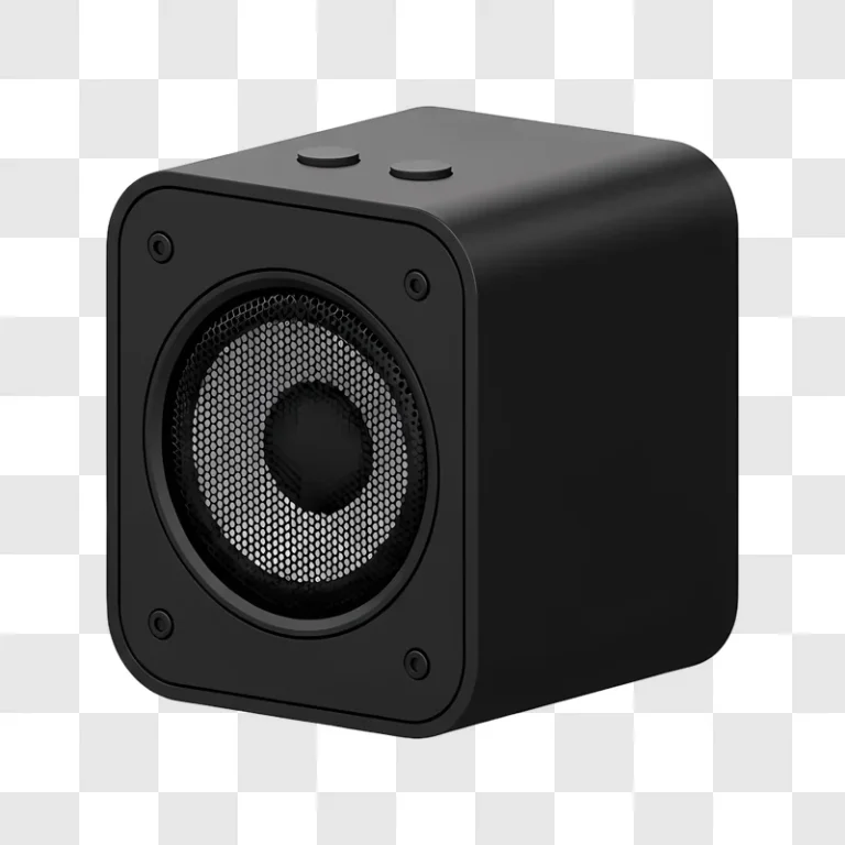 black cube speaker with silver grille