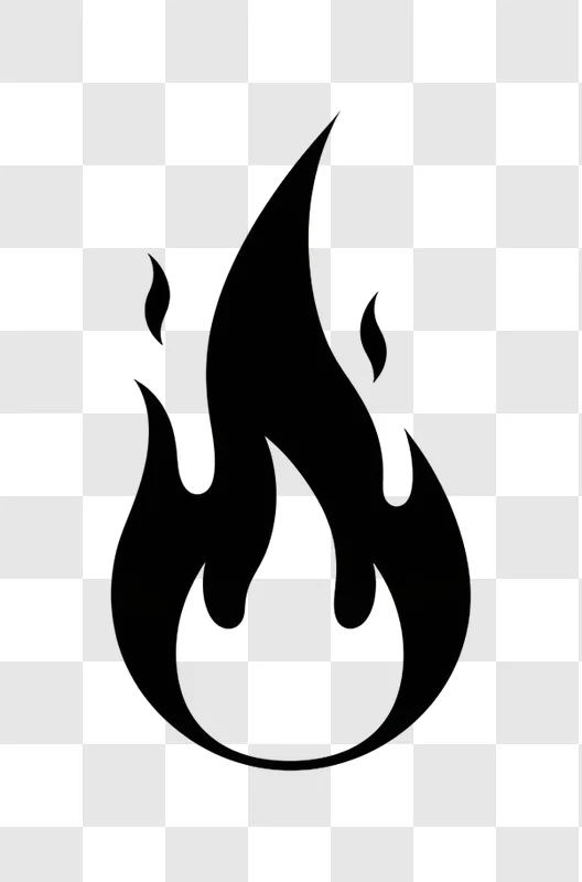 black flame icon simple design