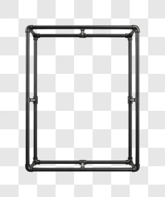 black metal pipe frame structure
