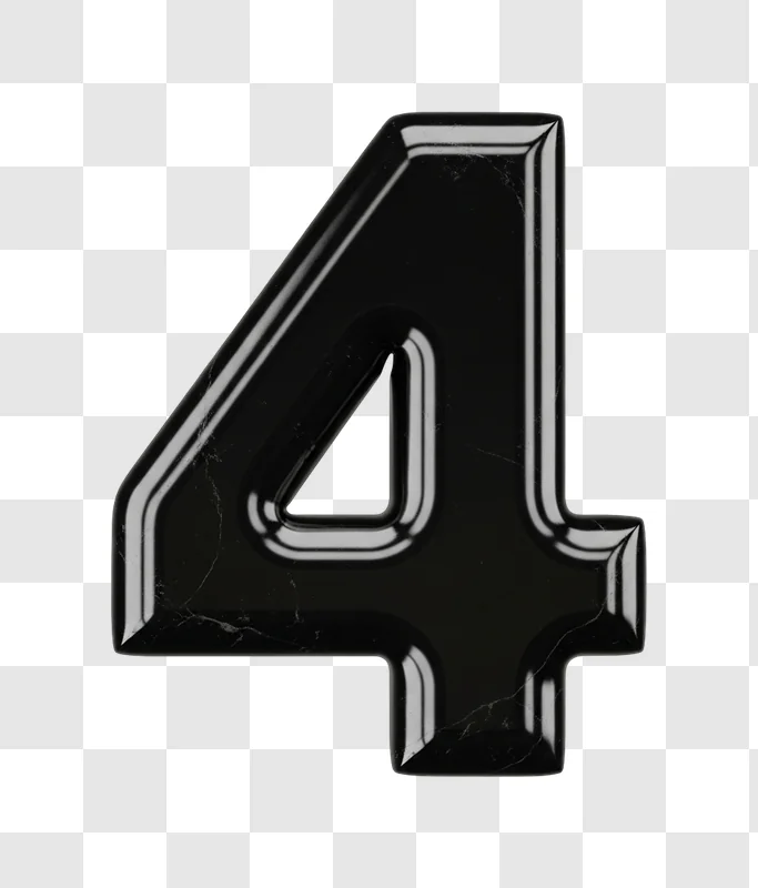 black number four metallic sign