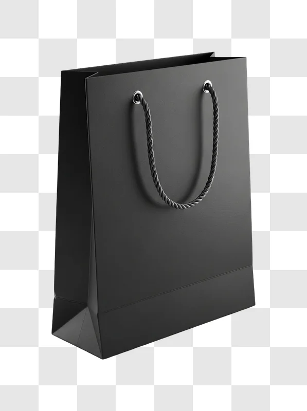 black paper shopping bag with handles