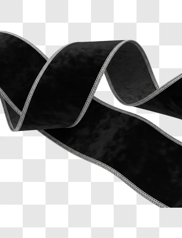 black velvet ribbon with silver trim
