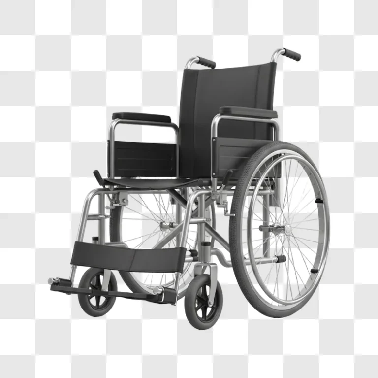 black wheelchair with silver frame