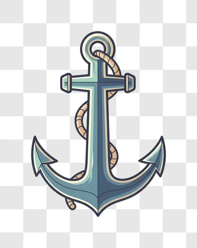 blue anchor with rope nautical design