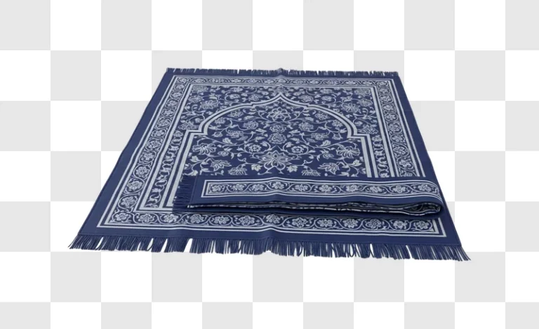 blue and white prayer mat design