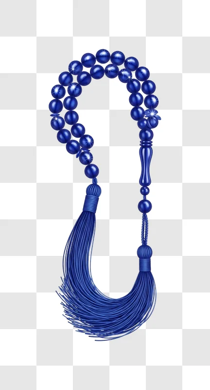 blue beaded necklace with tassel