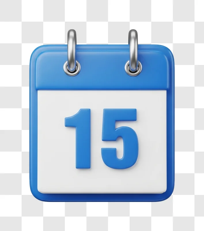 blue calendar with number fifteen