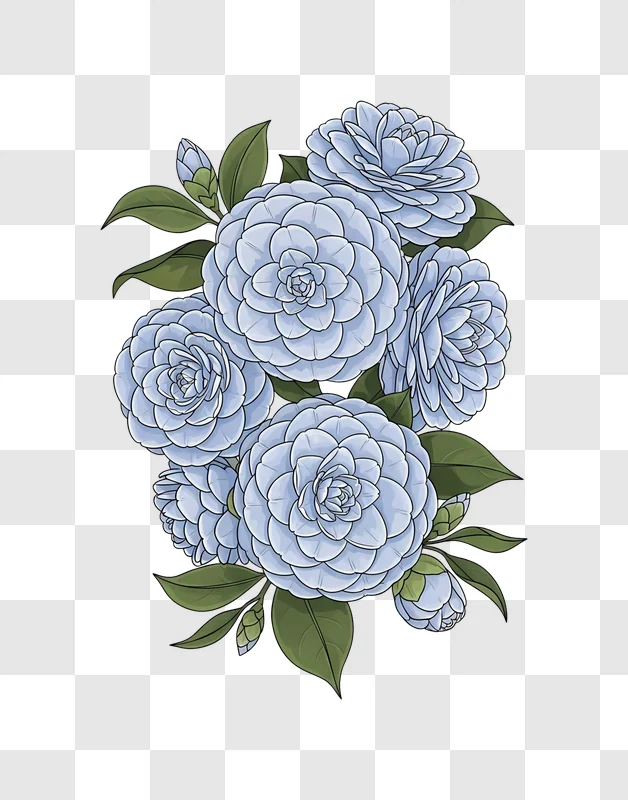 blue flowers with green leaves