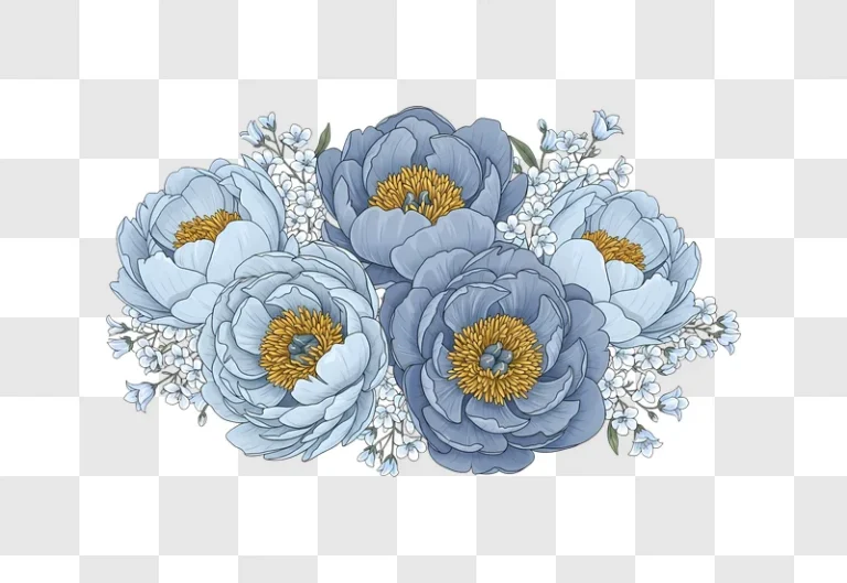 blue flowers with yellow centers