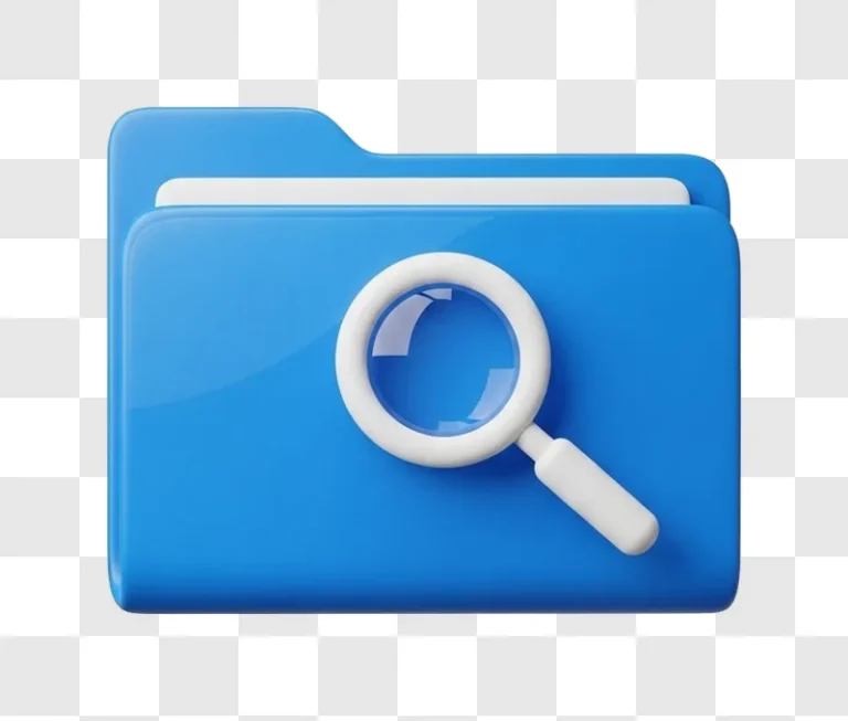 blue folder with magnifying glass search icon