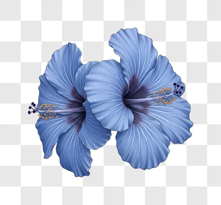 blue hibiscus flowers closeup view