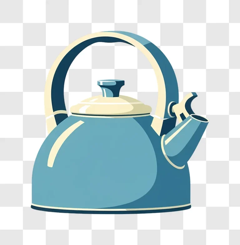 blue kettle with cream accents