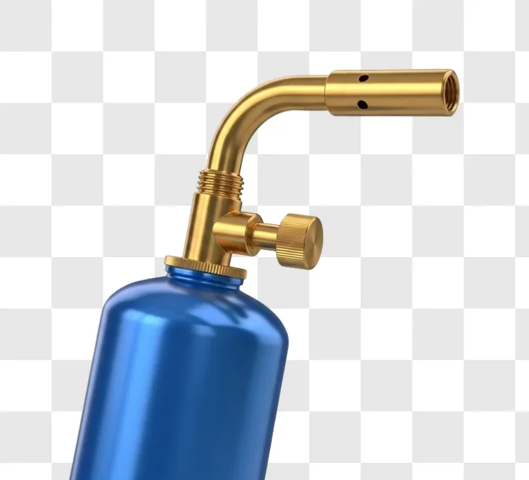 blue metal gas torch nozzle closeup