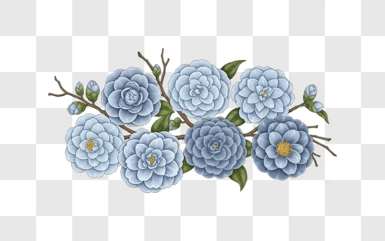 blue roses on a branch