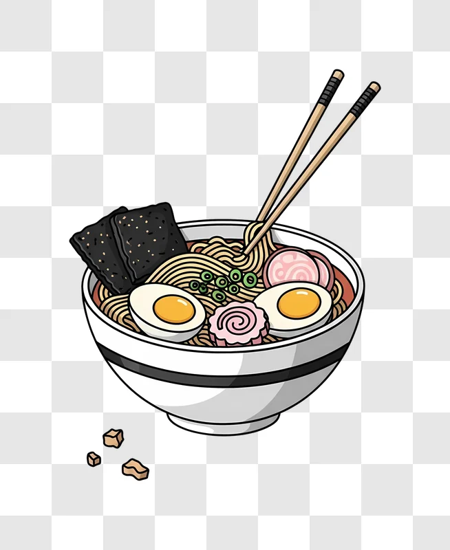 bowl of ramen with egg and chopsticks